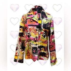 💗Vintage Keren Hart Women’s Jacket/Blazer Colorful Abstract Paris Travel Size S